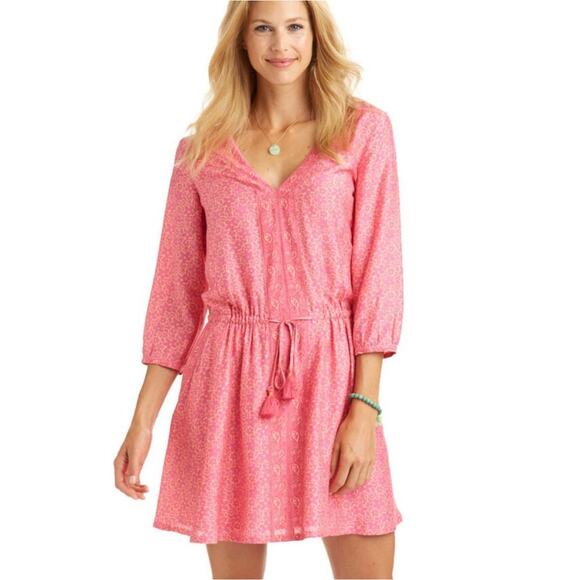 VINEYARD VINES Floral All Over Bloussan Dress in Sweet Taffy Pink/Orange Size 6 - Picture 1 of 10